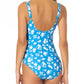 Maiô feminino Anne Cole com decote quadrado e franzido frontal, azul, tamanho 14