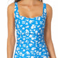 Maiô feminino Anne Cole com decote quadrado e franzido frontal, azul, tamanho 14