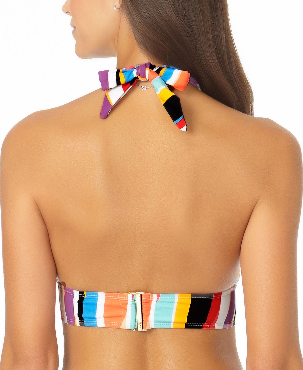 Biquíni feminino Anne Cole com listras onduladas Marilyn Halter, maiô multicolorido