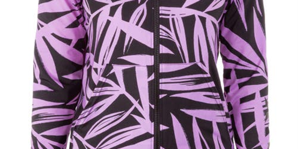 Blusa Hurley Mystic Leaves com capuz e zíper, rosa, tamanho médio, feminina