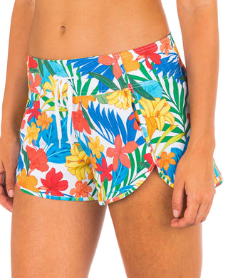 Calções de banho Hurley Junior's Aquas Beach Botanic Board Shorts, tamanho médio, branco
