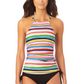 Anne Cole Tankini Top Listrado Pintado Gola Alta Maiô Feminino Verde Tamanho P