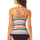 Anne Cole Tankini Top Listrado Pintado Gola Alta Maiô Feminino Verde Tamanho P