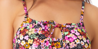 Biquíni California Waves Junior com estampa longa e top maiô preto e multicolorido