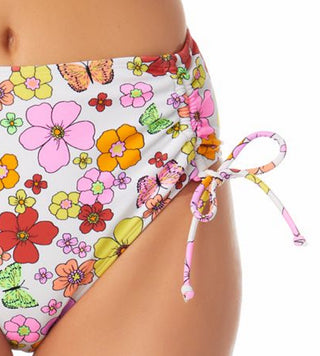 Calcinha de biquíni com cintura alta e estampa lateral California Waves Junior, maiô branco