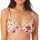 Top de biquíni bralette com aro estampado California Waves Junior, maiô branco
