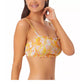Biquíni feminino California Waves com estampa Smocked Bandeau, amarelo, tamanho X-S