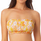 Biquíni feminino California Waves com estampa Smocked Bandeau, amarelo, tamanho X-S