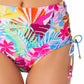 Calcinha de biquíni com cintura alta e cadarço estampado California Waves Junior, maiô branco