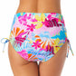 Calcinha de biquíni com cintura alta e cadarço estampado California Waves Junior, maiô branco