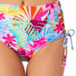 Calcinha de biquíni com cintura alta e cadarço estampado California Waves Junior, maiô branco
