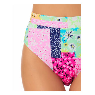 Calcinha de biquíni estampada de cintura alta California Waves Junior, verde