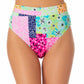 Calcinha de biquíni estampada de cintura alta California Waves Junior, verde