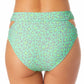 Calcinha de biquíni com recorte estampado e cintura alta California Waves Juniors, verde