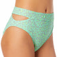 Calcinha de biquíni com recorte estampado e cintura alta California Waves Juniors, verde