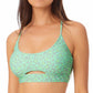 Biquíni Bralette com recorte estampado California Waves Junior, maiô verde