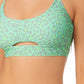 Biquíni Bralette com recorte estampado California Waves Junior, maiô verde