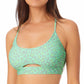 Biquíni Bralette com recorte estampado California Waves Junior, maiô verde