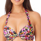 Biquíni California Waves Junior com aro estampado e push-up, maiô preto floral, tamanho pequeno