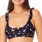 Biquíni California Waves Juniores com babados e top bralette, preto, tamanho grande