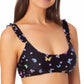 Biquíni California Waves Juniores com babados e top bralette, preto, tamanho grande