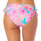 Calcinha de biquíni com cordão estampado California Waves Junior, maiô rosa