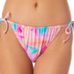 Calcinha de biquíni com cordão estampado California Waves Junior, maiô rosa