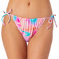 Biquíni feminino com estampa de cordas California Waves Juniors, cor rosa, tamanho G