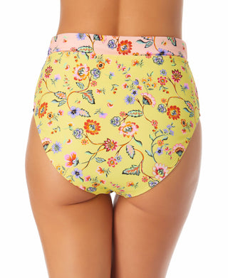 Calcinha de biquíni California Waves Junior de cintura alta, amarelo