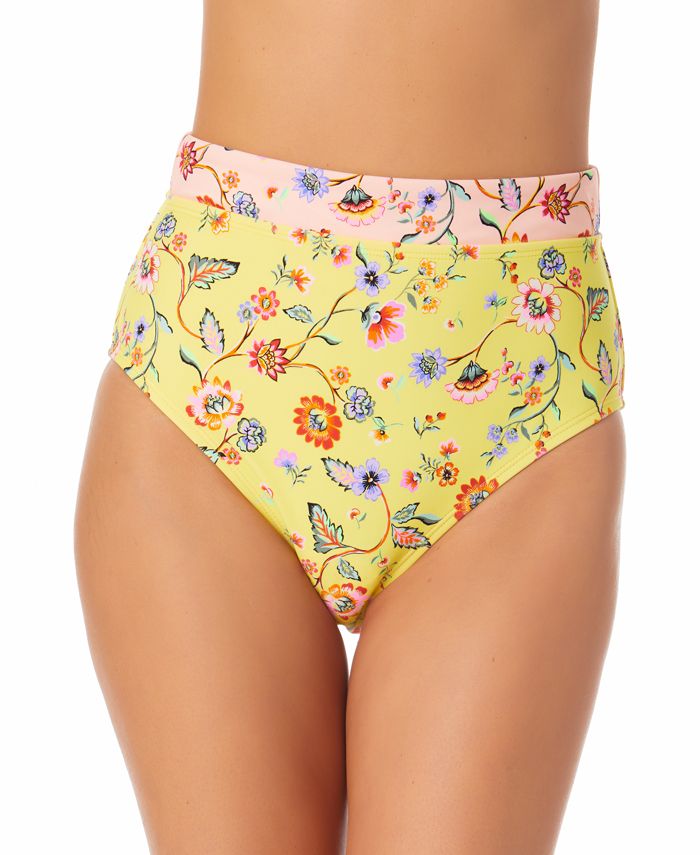 Calcinha de biquíni California Waves Junior de cintura alta, amarelo