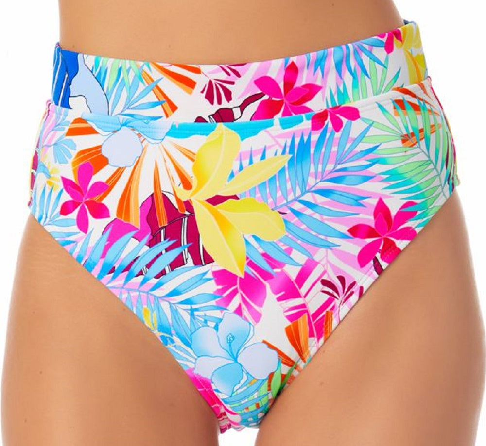 Calcinha de biquíni estampada California Waves Junior com cintura alta e maiô multitamanho pequeno