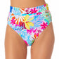 Calcinha de biquíni estampada California Waves Junior com cintura alta e maiô branco
