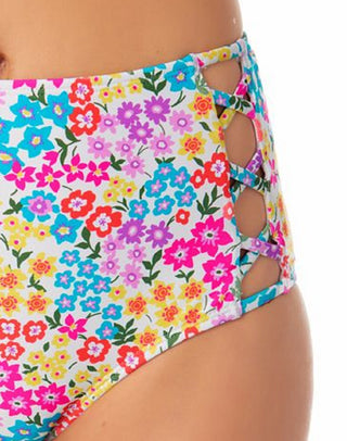 Biquíni California Waves Junior com alças laterais e cintura alta, maiô branco