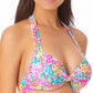 Biquíni com aro push-up estampado California Waves Junior, maiô branco