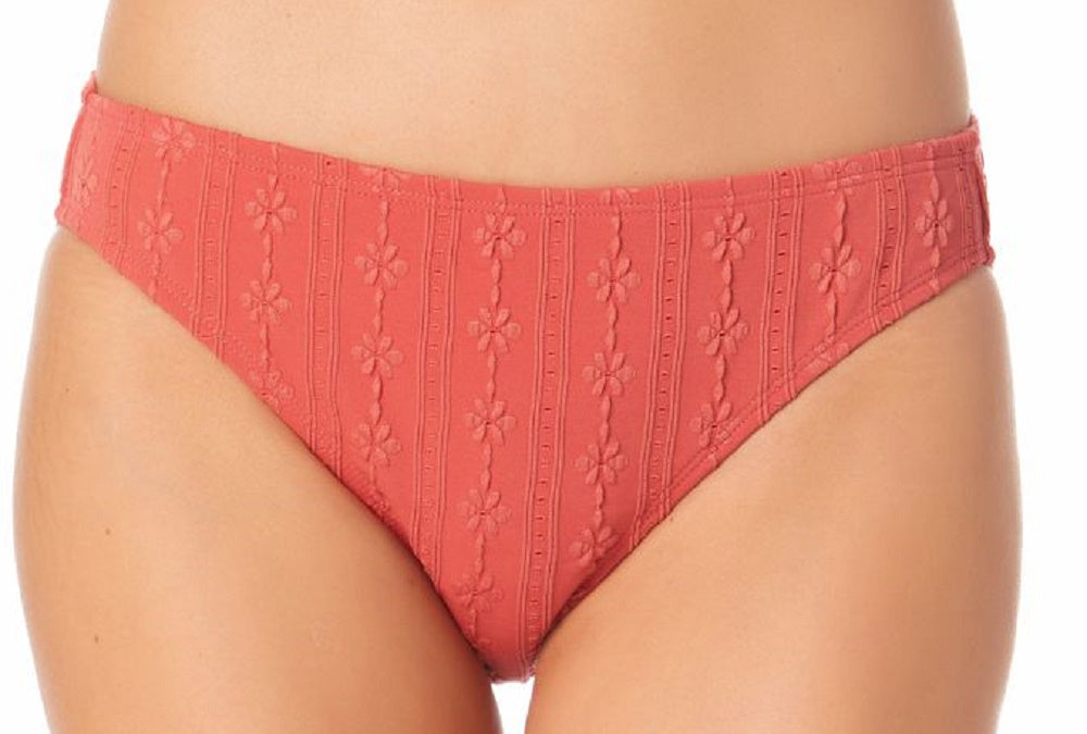 Calcinha de biquíni hipster texturizada California Waves Junior, laranja