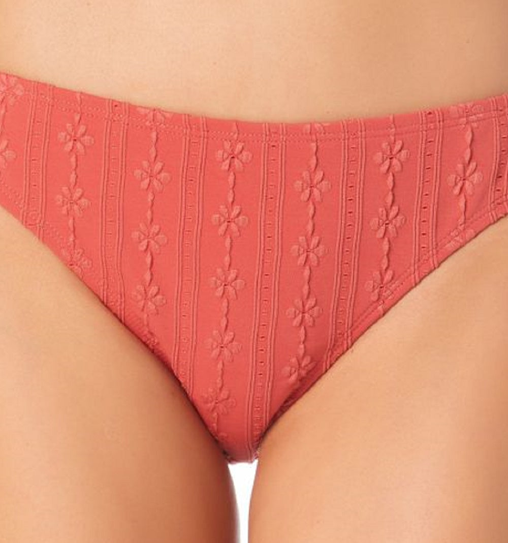 Calcinha de biquíni hipster texturizada California Waves Junior, laranja