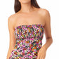 Maiô California Waves Junior's Smocked Bandeau Tankini Top Preto Vários Tamanhos Pequeno