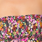 Maiô California Waves Junior's Smocked Bandeau Tankini Top Preto Vários Tamanhos Pequeno
