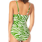 Maiô feminino Anne Cole Zebra V Wire One Piece, verde, tamanho 16