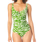 Maiô feminino Anne Cole Zebra V Wire One Piece, verde, tamanho 16