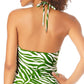 Anne Cole Tankini Top Zebra Gola Alta Halter Feminino, Verde, Tamanho Médio