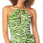 Anne Cole Tankini Top Zebra Gola Alta Halter Feminino, Verde, Tamanho Médio
