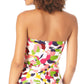 Anne Cole Tankini feminino camuflado com estampa de pétalas torcidas na frente e franzido, maiô multicolorido