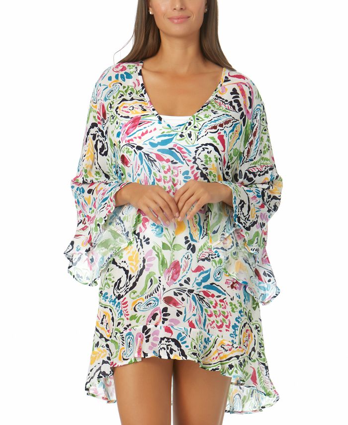 Anne Cole Maiô Túnica Floral Paisley Feminino Branco Tamanho XX-S