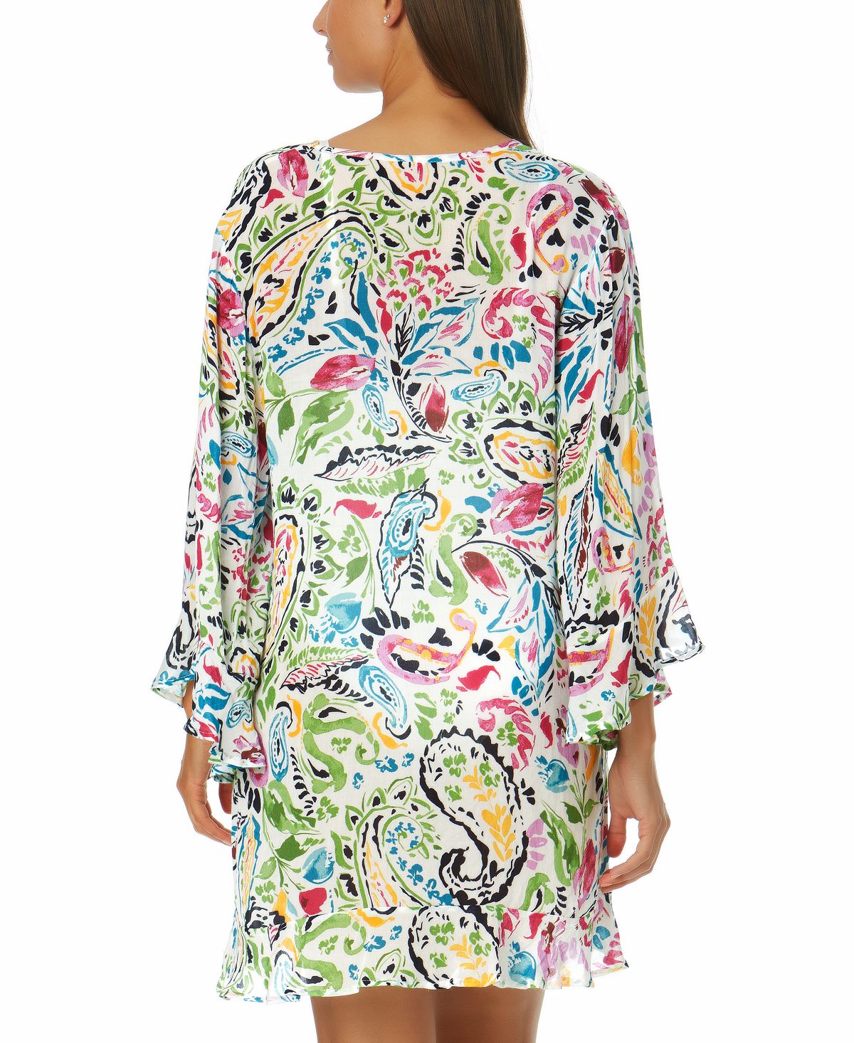Anne Cole Maiô Túnica Floral Paisley Feminino Branco Tamanho XX-S