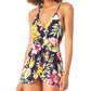 Anne Cole Maiô Feminino Tropical Floral Surplice Maiô Azul Tamanho 8