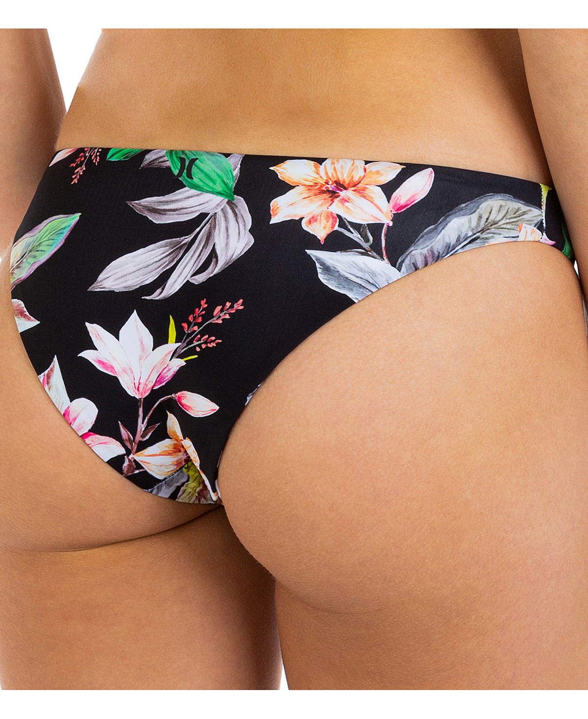 Calcinha de banho atrevida com estampa tropical Hurley Junior's, preta