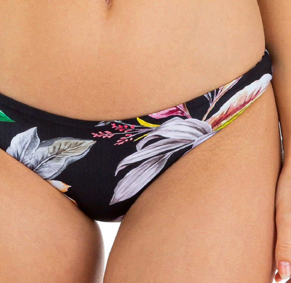 Calcinha de banho atrevida com estampa tropical Hurley Junior's, preta