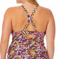 Maiô feminino California Waves com estampa floral e cordão, preto