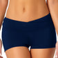 Shorts de banho feminino Anne Cole com frente torcida, azul, tamanho extrapequeno